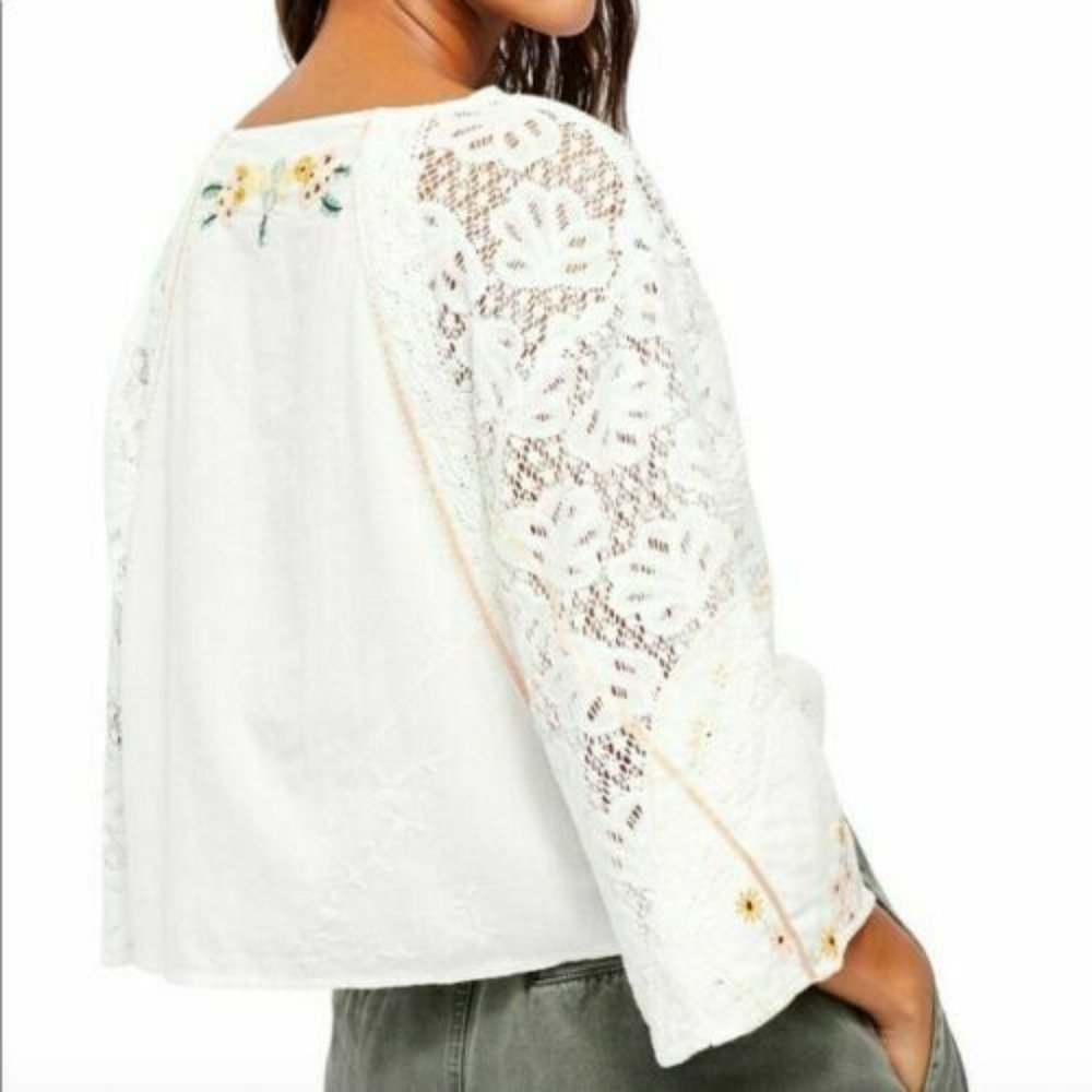 Free People Paris Picnic Patchwork Top Size M - Picture 2 of 15